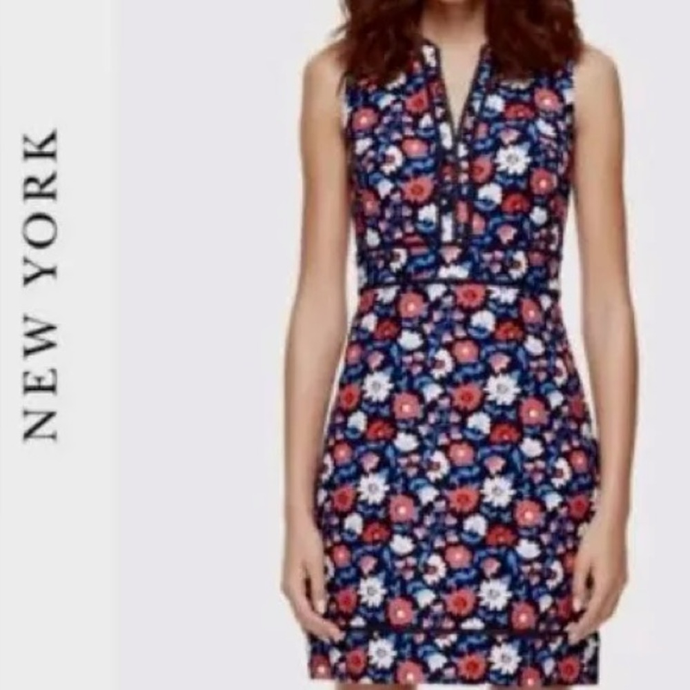 NWOT kate spade Navy Floral Sheath Dress with Red & White Flowers